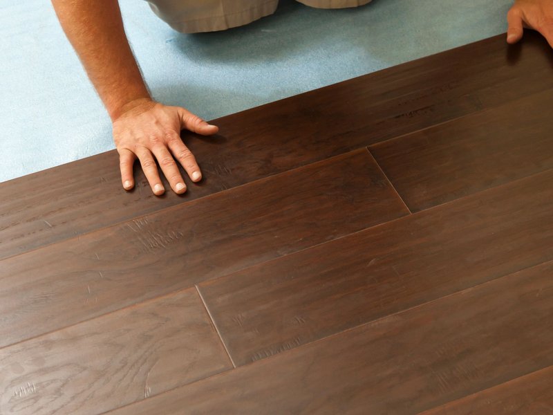 Man installing floor
